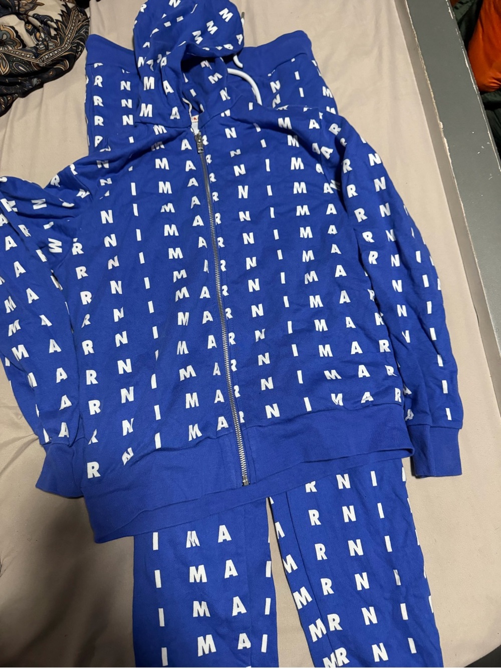 Marni Royal Blue Logo Print Zip Hoodie & Matching Joggers